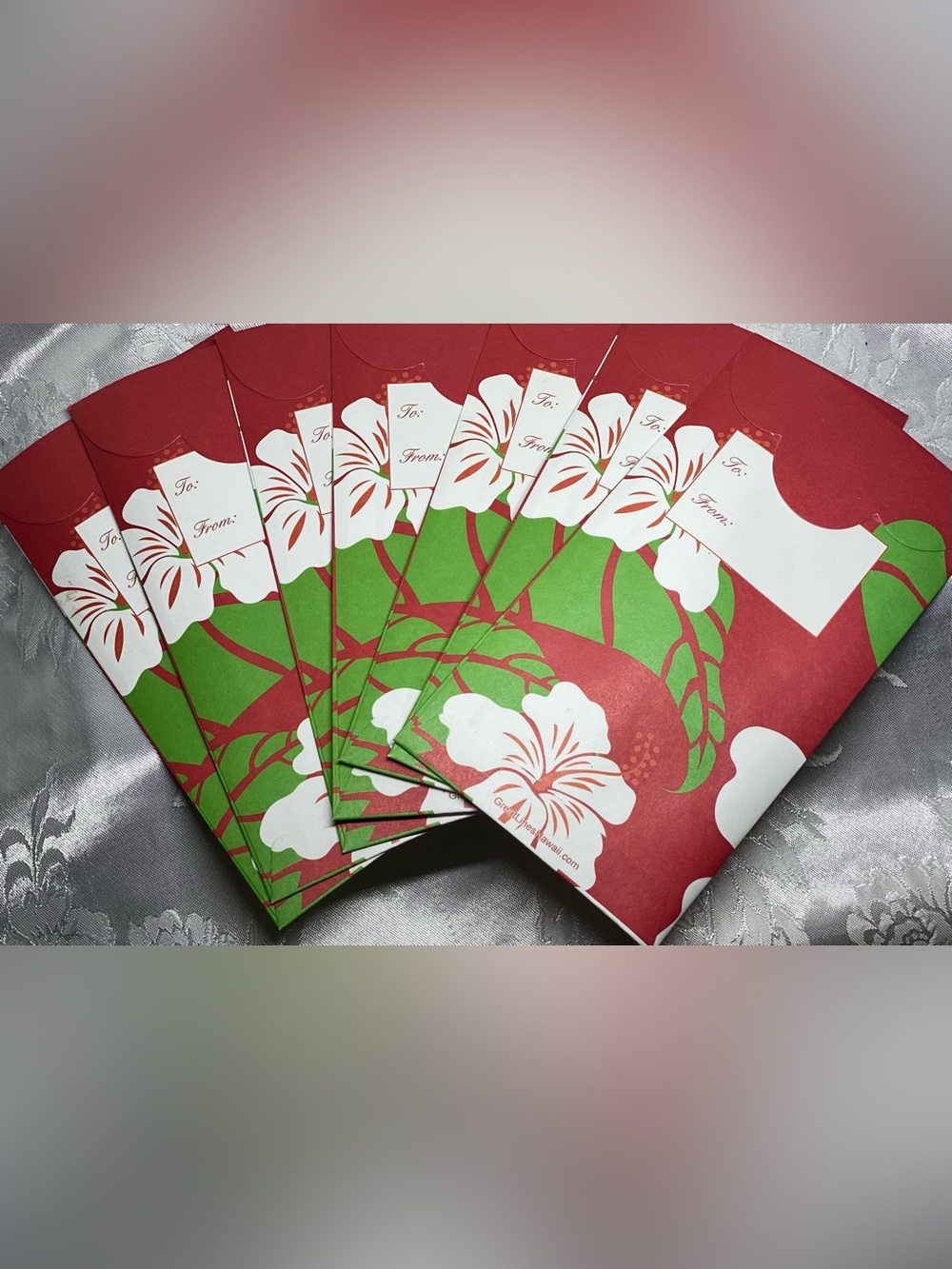 Hawaii Hibiscus Christmas Money Gift Card Envelopes Set of 7 Holiday